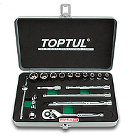 TOPTUL GCAD1818 ຊຸດເຕົ້າສຽບ 18PCS 1/4" DR. 12PT