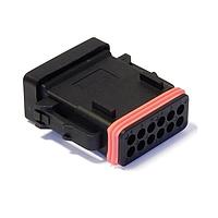 ITT Cannon 132015-0135 ປຸກຮາງ CTC 12-WAY PLUG ສີດຳ, ມີຝາ