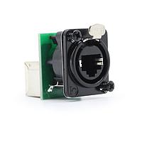 Io Audio Technologies IO-EL8-F-BK-JL-P ຕົວເຊື່ອມ Etherlatch Chassis Connector, 8P8C, ຜູ້ຍິງ, ກອງສີດຳ, ການຜ່ານຕົວຕົນໂດຍກົງ