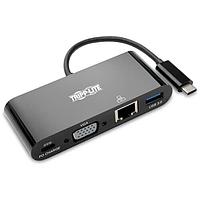 Tripp Lite U444-06N-VGUB-C USB Type-C ເປັນ Ethernet, ການຊາວ້າງ PD, USB 3.1, VGA USB3.1 TYPE-C ເປັນ VGA ADPTR,BLK