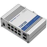 Teltonika TSW200000070 ອຸດສາຫະກຳ Ethernet Switches Power over Ethernet - PoE Industrial unmanaged switch. 8 x Ethernet PoE+ ports, 2 x SFP ports. ມີການຕິດຕັ້ງບົດລະດັບ DIN Rail ພ້ອມກັບ US PSU