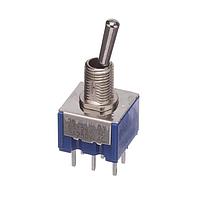 Nidec Components 8A2012-Z ສະຫນັບສະຫນູນສູງ ສະຫນັບສະຫນູນຂະໜາດນ້ອຍ Toggle Switch DPDT, ON-ON, 10.5mm toggle, 1/4"-40 threaded bushing, straight PC terminals, 6A @ 125V AC