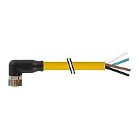Murrelektronik 7000-08101-0110500 ຕົວເຊື່ອມ M8 ຍິງ 90 ອົງກອນມີສາຍສະເພາະ, PVC 4x0.25 ເຫຼືອງ UL/CSA 5m