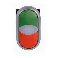 Eaton M22-DDLM-GR ປຸ່ມຄູ່ MIXED ILL DBL PB SIL-BZL ສີຂຽວດ້ານບົດ ສີແດງດ້ານລຸ່ມ