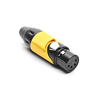 Amphenol Audio AX4FB4M ຕົວເຊື່ອມຕໍ່ 4P SOCKET F PLUG BLK W YLW MRK SLEEVE