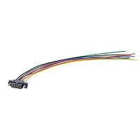 Harwin M80-FC31068F2-0150L ການປະກອບສາຍສະເພາະຮູບສະແກນສີ່ແກ້ວ 5+5 ຕຳແໜ່ງ ຕົວຍິງ DIL 26AWG, ສາຍຄວາມຍາວ 150mm, ສິ່ງສຸດທ້າຍດຽວ, ນັກຍຶດສະເພາະ