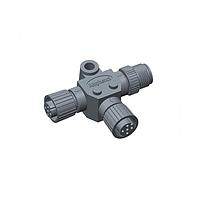 Amphenol LTW SS-050505-FFM-TS001 ຕົວເຊື່ອມຕໍ່ມິດຕຣິກວົງກົມ Circular Metric Connector, T Adaptor, ເຫລັກ, A Coding, 4A, 05 ຂາຍ, (ສິ້ນ 1) ຍິງ ຍິງ, (ສິ້ນ 2) ຍິງ ຍິງ, (ສິ້ນ 3) ຜູ້ຊາຍ ຜູ້ຊາຍ, ການດັບສະບັບກະແຈ, IP68 ຕົວຈອງ