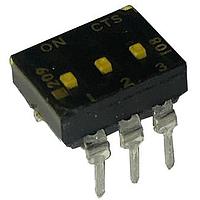 CTS Electronic Components 209-3LPSTFD DIP Switches THROUGH HOLE, GOLD DIP SWITCH, 3-POLE, LOW PROFILE ACTUATOR, BOTTOM SEAL, TAPE SEAL, OFF, STRAIGHT TERMINAL FORM, TUBE PACK