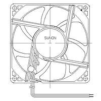 Sunon EF80251S2-1000U-A99 ພັງລົມ Axial Axial, 80x80x25mm, 12VDC, 37CFM, 0.15"H2O, Sleeve, Wire, Auto Restart