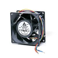 Delta Electronics, Inc. PFC0812DE-SP07 ພັງລົມ Tubeaxial, 80x38mm, 12VDC, 86.65CFM, 9.6W, 0.8A, 54.4dBA, Ball, 4-Leads, Tach/PWM