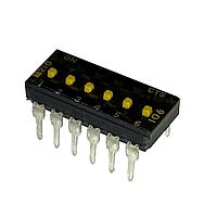 CTS Electronic Components 210-6MSTF DIP Switches THROUGH HOLE, GOLD FLASH DIP SWITCH, 6-POLE, MEDIUM ACTUATOR, BOTTOM SEAL, TAPE SEAL, OFF, TUBE PACK