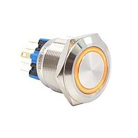 E-Switch PV8F2Y0SS-3K1 ຕ້ານການທຳລາຍ Anti-vandal, DPST-NO/NC, Off-(On), On-(Off), ຕິດຕູ້, ດ້ານໜ້າ, ເງິນ, LED, ສີຂຽວ/ສີສົ່ມ, IP65