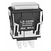 NKK Switches LB26RKW01-01-JB ປຸ່ມກົດສະຫນອງ ON-ON RECT BLK BODY NEON LMP CLR/WHT CAP