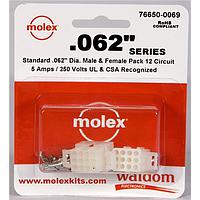 Molex 76650-0069 ຊຸດຕິດຕໍ່ .062 ຊຸດຕິດຕໍ່ Pnl Mnt Plug Rec 12P