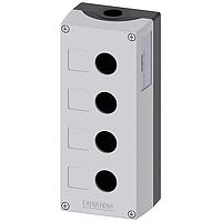 SIEMENS 3SU18540AA000AB1 ກອງປົກກັນ ENC ເຫຼັ້ມເຫຼັ້ມ, ສີເທົາດ້ານບູງ, 4 ຮູ, 22MM, ວ່າງ