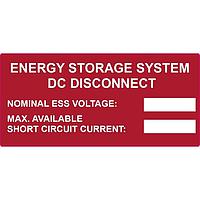 HellermannTyton 596-00987 ປ້າຍປະຈຳແສງອາທິດ Solar Label, Printable, ENERGY STORAGE...DISCONNECT, 3.75" x 2.12", PET, ແດງ, 50/roll