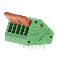 Molex 39700-0105 ບລັອກຂໍ້ຕໍ່ຄົງທີ່ SPRG TERM BLK LP 5.08MM 45D 5P ສີຂຽວ