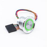 E-Switch PZ7M1CRRW300 ປຸ່ມກົດ Piezo ຕ້ານການທຳລາຍ, SPST, ປິດ-(ເປີດ), ຕິດຕັ້ງບ່ອນ Panel, ດ້ານໜ້າ, ເງິນ, LED, RGB, IP68