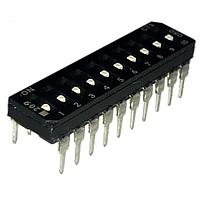 CTS Electronic Components 209-10LPSFD ສະວິດ DIP ຜ່ານຮູ, ສະວິດ DIP ທອງ, 10-ຂາ, ຕົວກະທົບຮູບແບບຕ່ຳ, ການປິດດ້ານລຸ່ມ, ອອບ, ແບບຂາຕົວຕິດຕັ້ງຕົວໂດຍກົງ, ບ່ອງບັນຈຸແບບທູບ