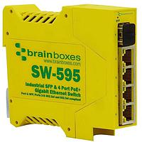Brainboxes SW-595 ເອເທີເນດ ສະວິດຊ໌ອຸດສາຫະກຳ 4 ພອດ PoE+ ກິກາບິດ ເອເທີເນດ ສະວິດ + SFP