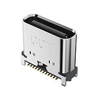 GCT (Global Connector Technology) USB4160-03-0070-C PCB ຕິດຕູ້ USB-C Rec 3u" ແຖວຕັ້ງ 24P SMT 0.7mm TH stakes H7.46mm T+R+Cap