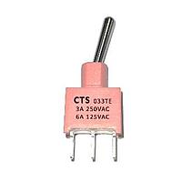 CTS Electronic Components 033TESDASA2B ສະຫນັບສະຫນູນ Toggle Switch STR DP on-none-on 12.43 Std. non-thread 6.15 P.C 1.27 width Gold plated