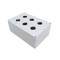 Hammond Manufacturing 1554PB6 ກອງປຸ່ມກົດ Pushbutton Enclosures Pushbutton Enclosure 6 PB x 30.5mm - 9.5 x 6.3 x 3.5in - ໂປລີຄາບໂອນເມີດ - N4X