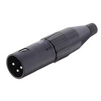 Amphenol Audio AC3MCP ຕົວເຊື່ອມສາຍສາຍ 3 ໂພນ XLR ຜູ້ຊາຍ ຕົວເຊື່ອມສາຍ ປະກອບດ້ວຍເຄື່ອງປະກອບເຄື່ອງປະກອບທີ່ຜະລິດຈາກເທີໂມພລາສຕິກ ຕິດຕໍ່ດ້ວຍການຂັດ ສີດຳ