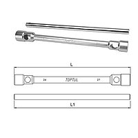 TOPTUL CTIA2732 Double-End Truck Wrench W/Bar (6PTx6PT, 27x32mm)