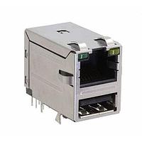 Adam Tech MTJ-USB-88JX1-FS-PG-LH-M49 Modular RJ+USB2.0,1000M,ມີ LED