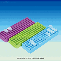 SciLab SL.Rac3055 ແຖບທົດສອບໄມໂຄຣທູບ, PP, Φ11 mm×80 ຮ່ອງ, 210×65×h28 mm, ສີມ່ວຍ