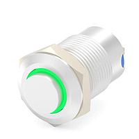 Alcoswitch - TE Connectivity AV1210E624R04 Anti-Vandal Switches Stainless, High Button, Green LED ring, Solder terminal, LED 24VDC