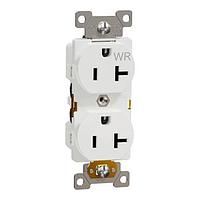 Square D SQR42204WH ປຸ່ມຕິດ WR/TR 20A DUPLEX OUTLET COMM WH