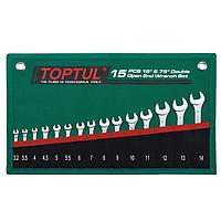 TOPTUL GRAJ1501 15°&amp;75° Double Open End Wrench Set (15 pcs)