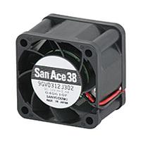 Sanyo Denki 9GV0312J3021 ພັງລົມ DC Axial, 38x38x28mm, 12VDC, ການນຳທາງ Vane, ບໍ່ມີຮີບ