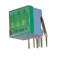 CTS Electronic Components 206-3RAST ສະຫນັບ DIP SPST ມຸມຂວາ 3 ສ່ວນສະຫນັບ
