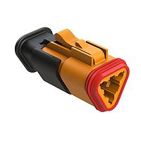 Amphenol SINE Systems AT06-3S-SR01ORG ປລັກ 3 ຕຳແໜ່ງ, ປລັກ, ປຸ່ມຕິດ, SR01 ການປົກປ້ອງການຍືນຢືນ (ການປິດມາດຕະຖານ), ຮ່າງສີສົ້ມ