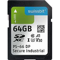 Swissbit SFSD064GL1PT1MT-I-7G-02P-SW4 ບັດຈຳຫຼັກ Secure SD Card, PS-66 DP (ທີ່ມີຄວາມທົນທານສູງ), 64 GB, 3D PSLC Flash, -40C ຫາ +85C