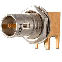 Trompeter / Cinch Connectivity Solutions 6-0008 ຕົວເຊື່ອມ Mini BNC R/A Blkhd Jack Edge Launch