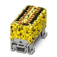 PHOENIX CONTACT 1047453 ບລັອກຕິມິນາລ໌ບຣິກ DIN Rail Terminal Blocks Distribution block  nom. voltage: 500 V  nominal current: 17.5 A  connection method: Push-in connection  Push-in connection  number of connections: 19  cross section: 0.14 mm - 2.5 mm   AWG: 26 - 14  width: 43.9 mm  color: ສີດຳ/ເຫຼືອງ  mounting type