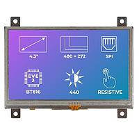 Riverdi SM-RVT43ALBFWR00 ຈໍ TFT LCD 4.3", EVE3, ເຟຣມ, RTP, ການຕິດຕັ້ງອາກາດ