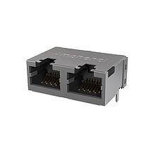 Amphenol Commercial Products RJE492886101 ຕົວເຊື່ອມ Low Profile CAT6 RJ45 - 2 ພອດ ບໍ່ມີ LED, ປົກກັນສະຫນາມບໍ່ມີ EMI Tabs