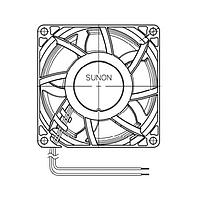 Sunon PF80384B1-000U-A99 ພັງລົມ Axial Axial, 80x80x38mm, 48VDC, 105.8CFM, 2.46"H2O, Ball, Wire, Auto Restart