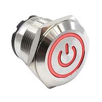 E-Switch PVHC4F23SS344 ຕ້ອງການປ້ອງກັນການທຳລາຍ ANTI-VANDAL, 20A, SPST, ຮູບວົງມົນ - ພື້ນທີ່ 19mm