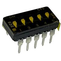 CTS Electronic Components 209-5MSTD DIP Switches THROUGH HOLE, GOLD DIP SWITCH, 5-POLE, MEDIUM ACTUATOR, BOTTOM SEAL, TAPE SEAL, STRAIGHT TERMINAL FORM, TUBE PACK