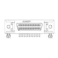 AMP Connectors - TE Connectivity 6364491-1 ຕົວເຊື່ອມ D-Sub - ຄວາມໜາ້ຄວາມຖືກມາດຕະຖານ 26 50SR RA RCP ASSY,.120 T,L/F