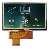 Riverdi SM-RVT50AQTNWR00 ຈໍ TFT LCD 5.0", RGB, ບໍ່ມີເຟຣມ, RTP, ການຕິດຕໍ່ອາກາດ