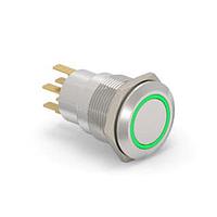 Alcoswitch - TE Connectivity 7-2213764-4 ປຸ່ມກົດສະຫນອງ AV19 DPL 0.4VA FIX RING LED ສີຂຽວ 12V