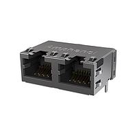 Amphenol Commercial Products RJE482881101 ຕົວເຊື່ອມ Low Profile CAT5E RJ45 - 2 ພອດ ບໍ່ມີ LED, ປົກກັນສຽງກັບ EMI Tabs