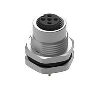 Wurth Elektronik 643260100605 Receptacles WRCIRC M12 Screw Coding A Panel PCB Metal Straight with Panel Nut PG9 Female connector, polarity 5